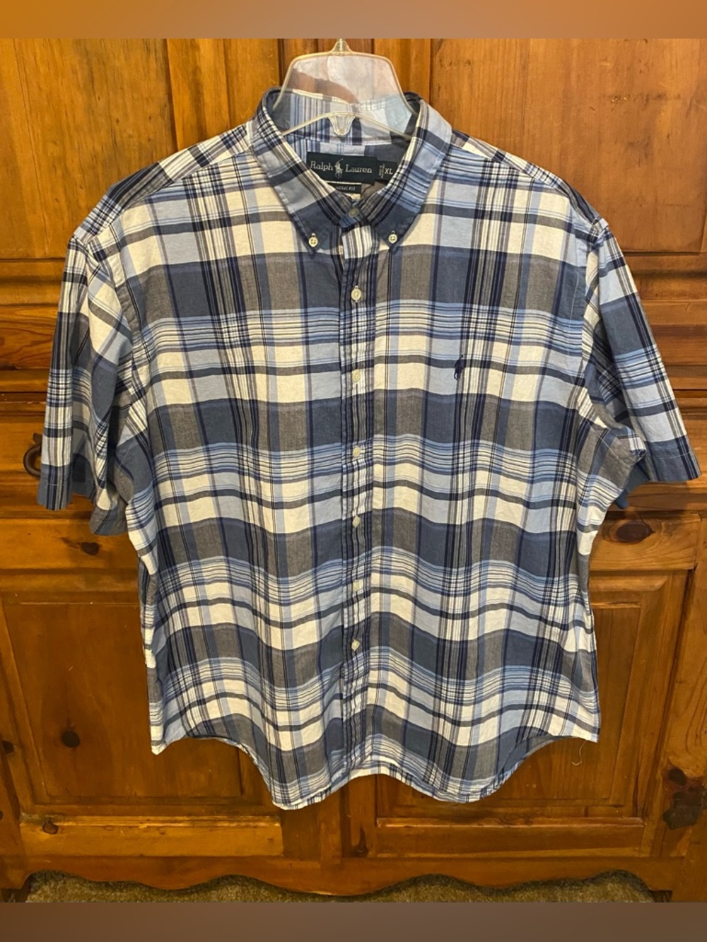 Ralph Lauren Classic Fit Plaid Short Sleeve Button Down Shirt Preppy Classy